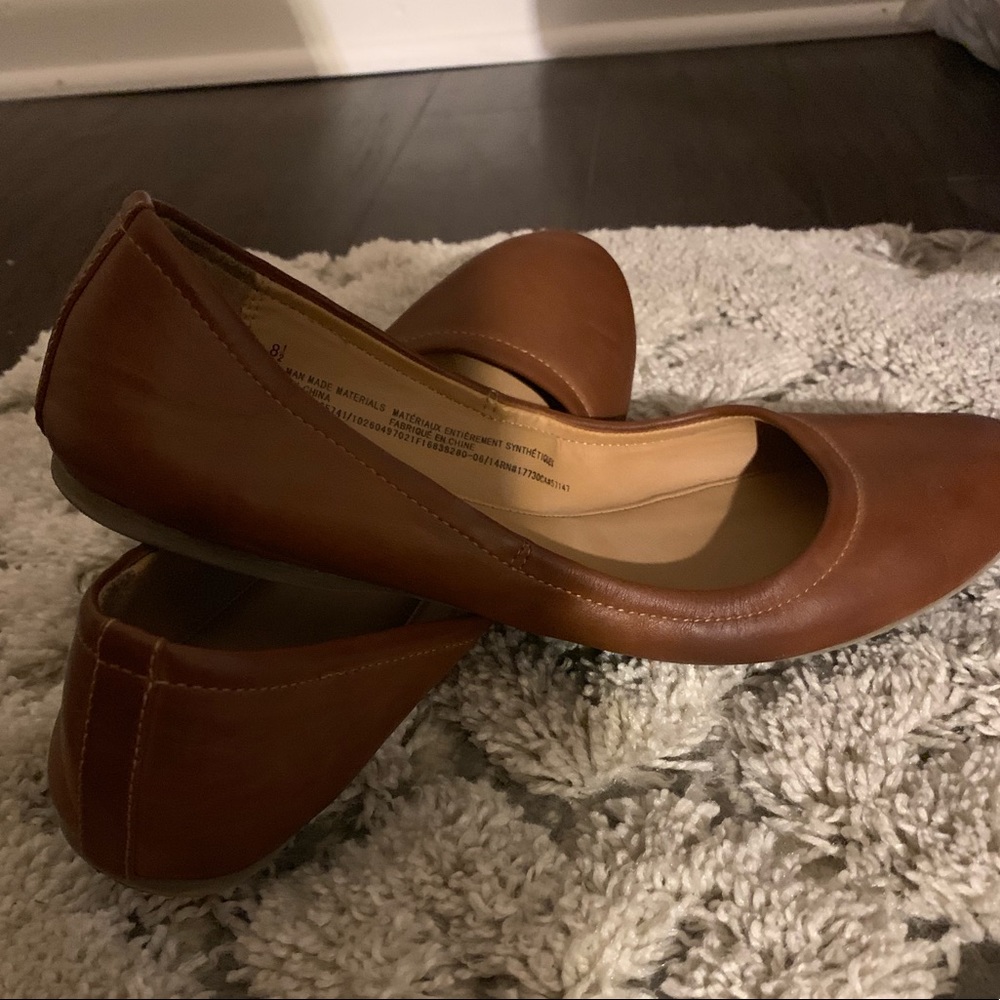 Brown faux leather flats